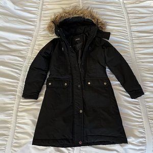 Stevies Girls L Winter Jacket Black with Tan Fur Hood
